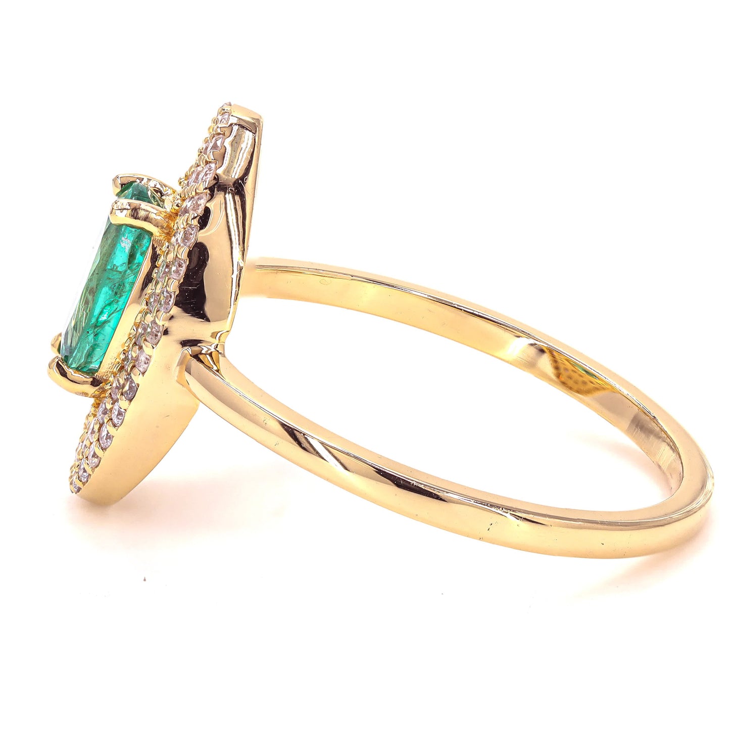 Natural Oval Emerald Halo Diamond Ring