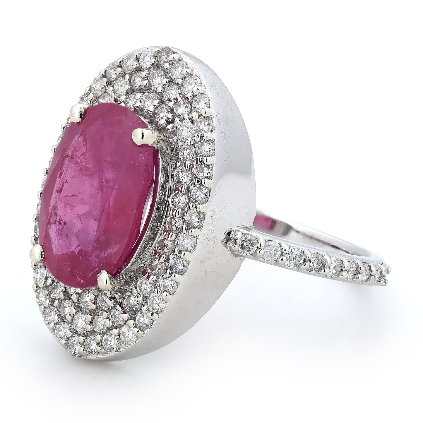 Oval Ruby Halo Diamond Ring