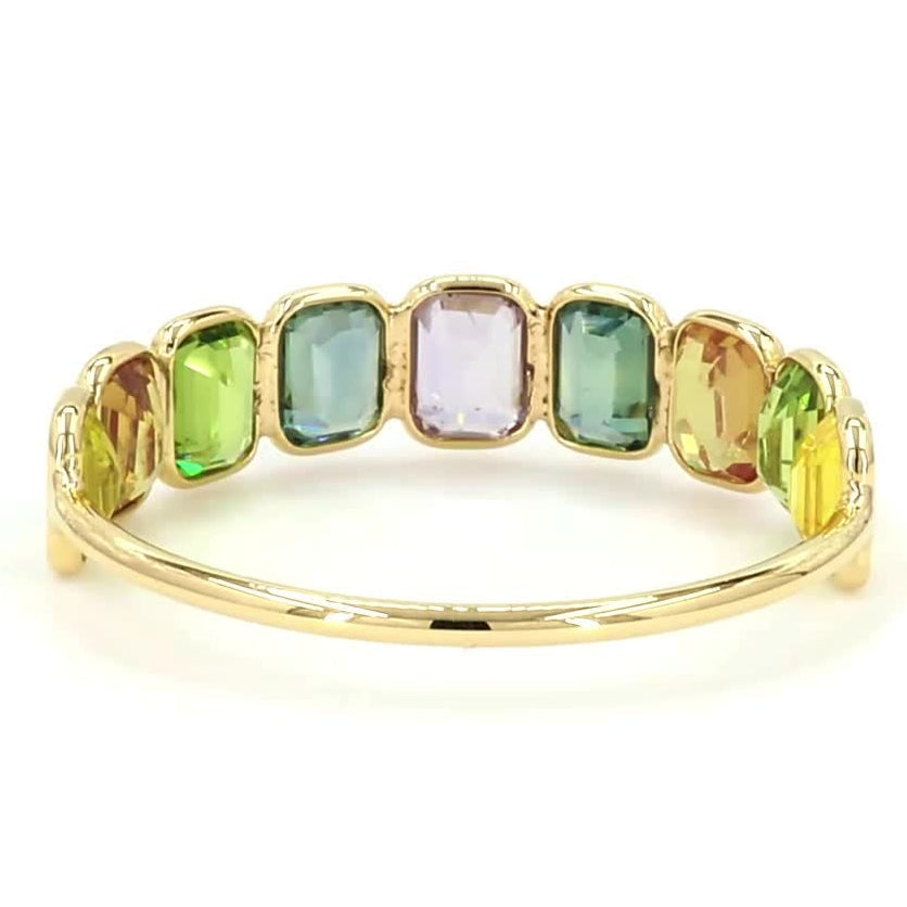 Multi Stone Emerald Cut Gemstone Ring