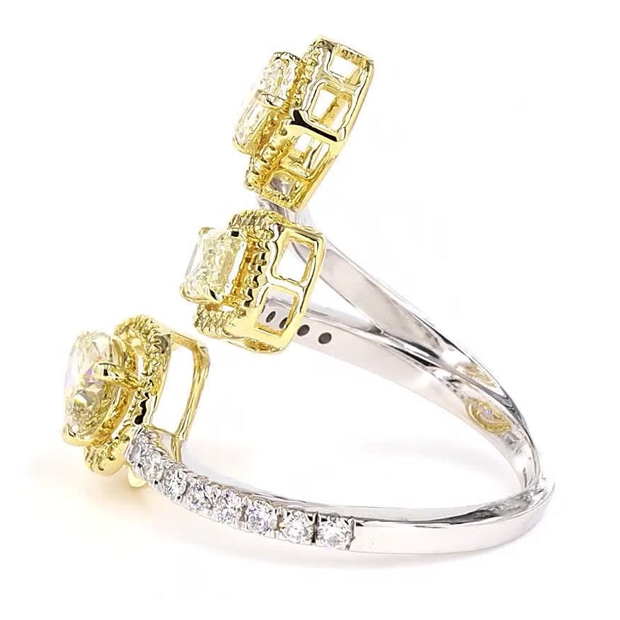 Multi Stone Spiral Natural Yellow Diamond Wrap Ring