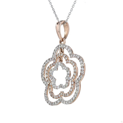Layered Floral Diamond Pendant Necklace