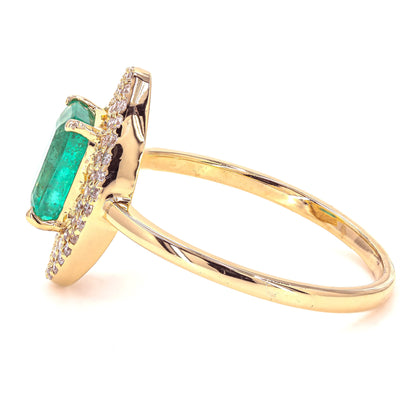 Emerald Cut Emerald Double Halo Ring