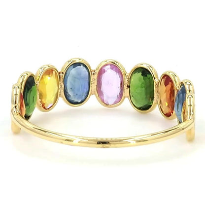 Multi Stone Emerald Cut Sapphire Gemstone Ring