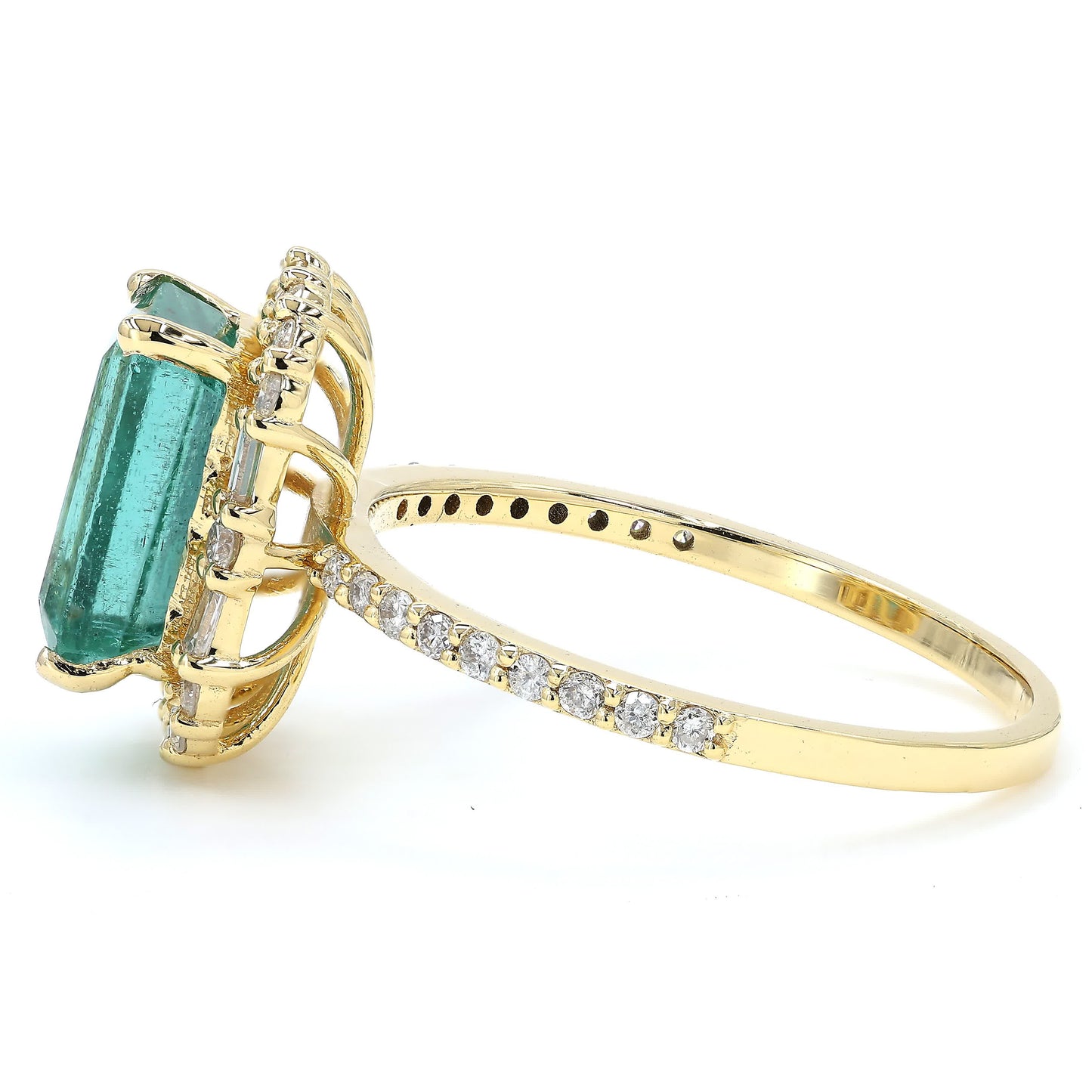 Natural Emerald Halo Diamond Ring