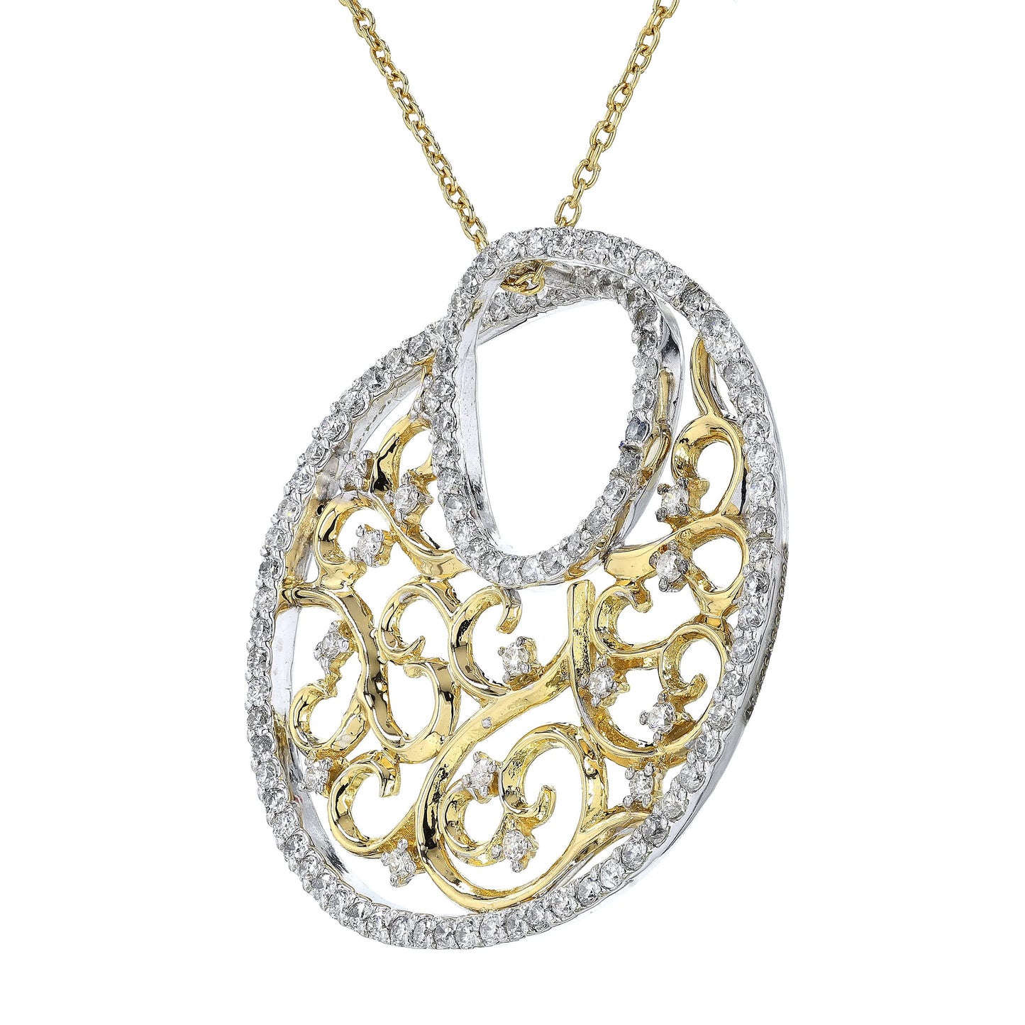 Filigree Circle Natural Diamond Pendant Necklace