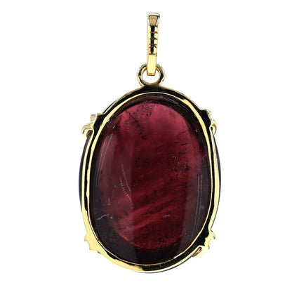 Oval Rubellite Cabochon Pendant