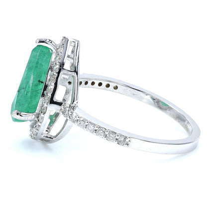 Pear Cut Emerald Diamond Ring