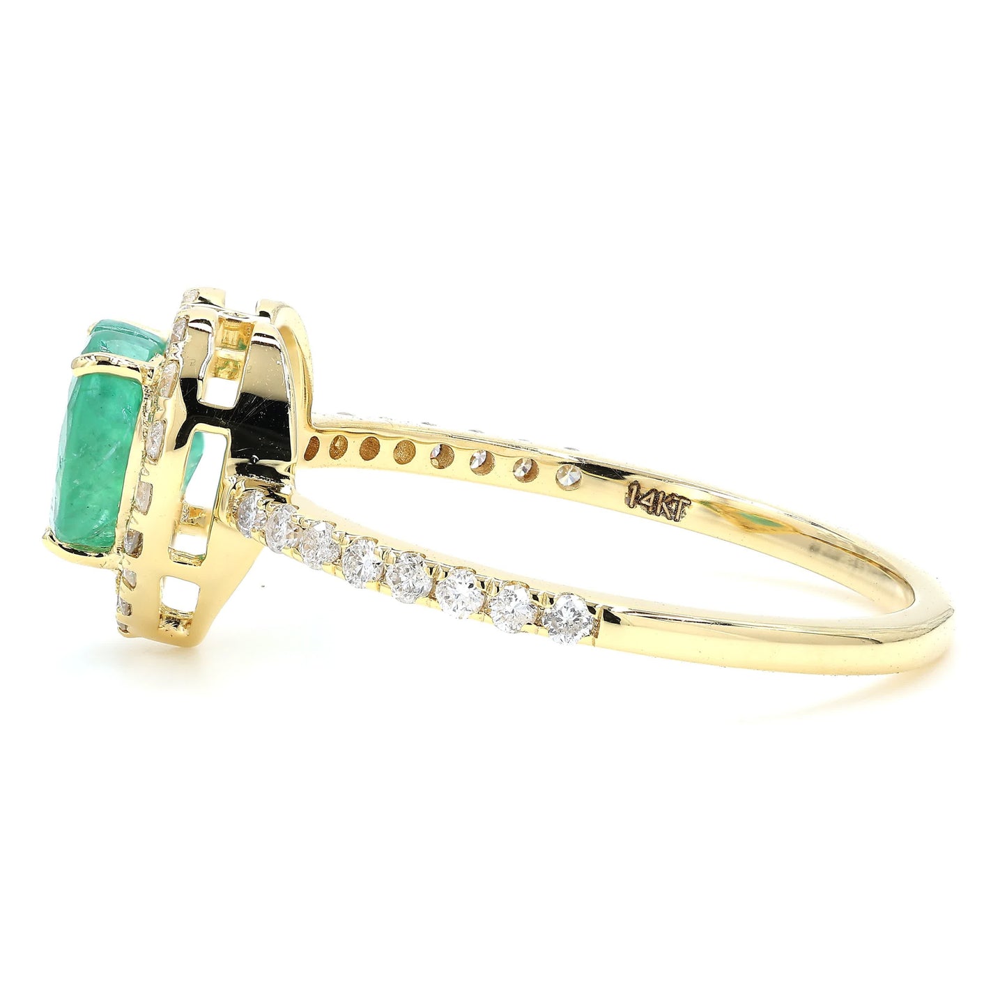 Heart Natural Emerald Halo Diamond Ring