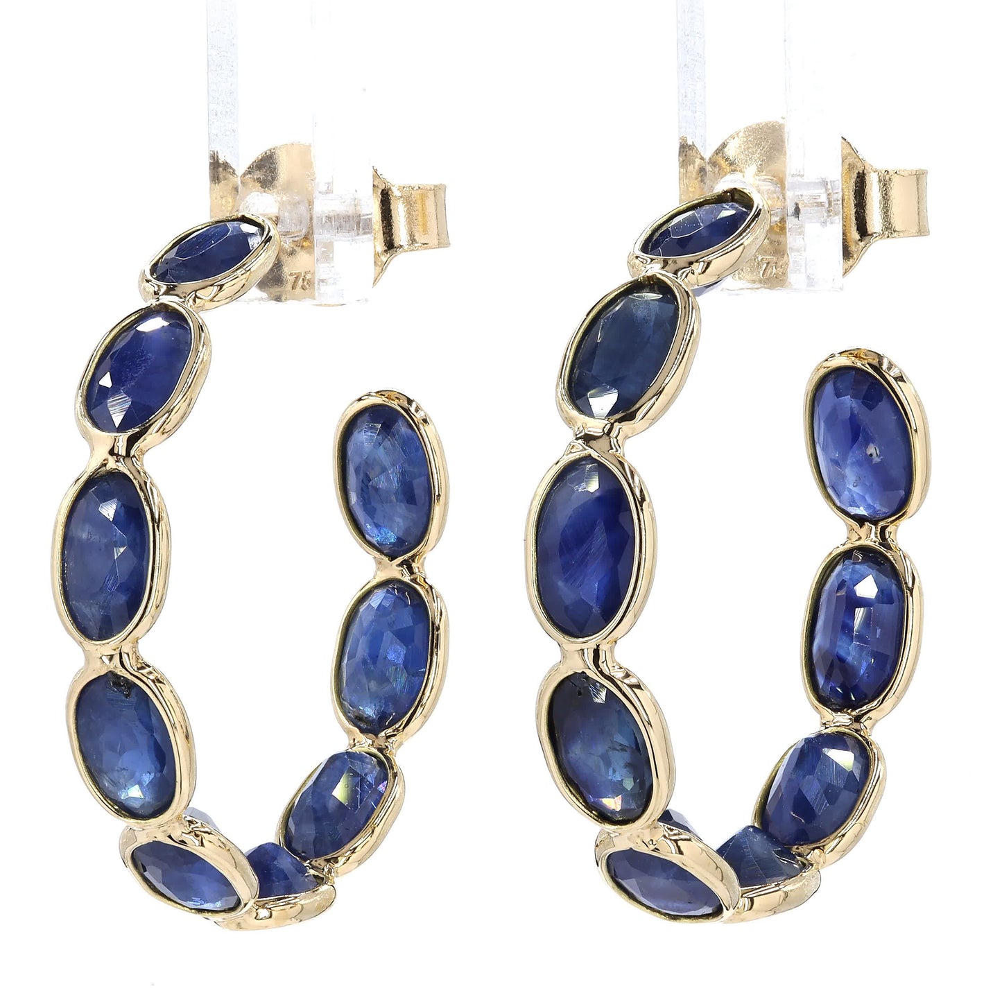 Natural Blue Sapphire J-Hoop Earrings