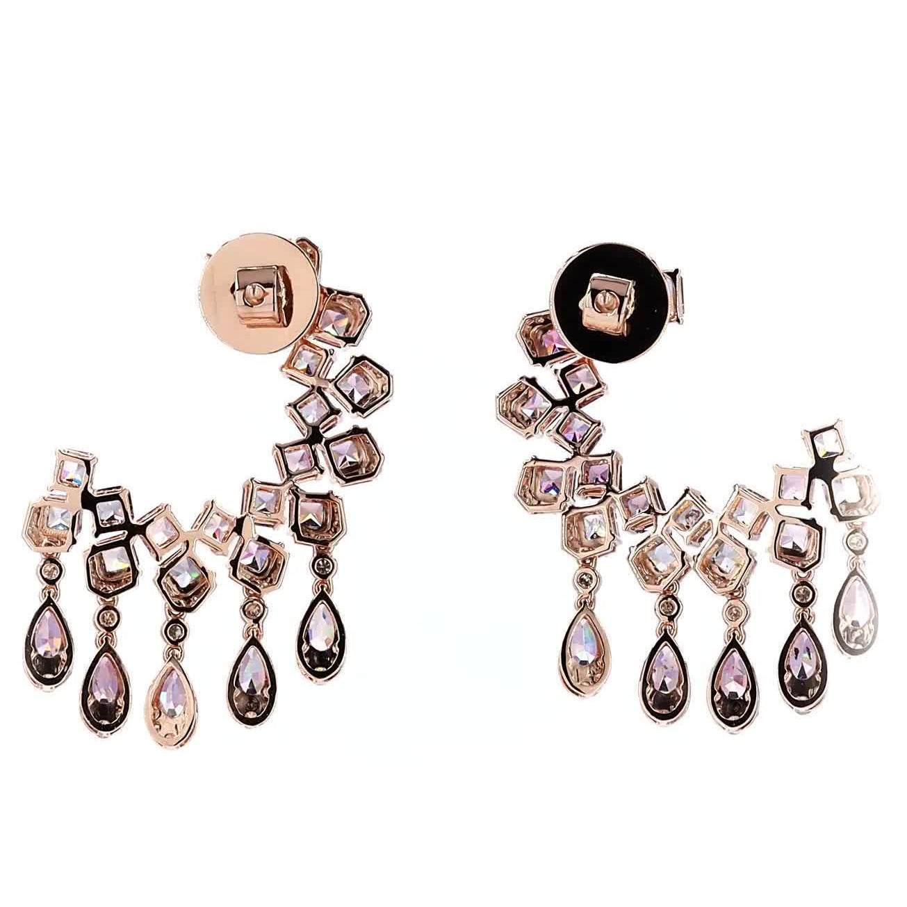 Pink Spinel Diamond Drop Earrings