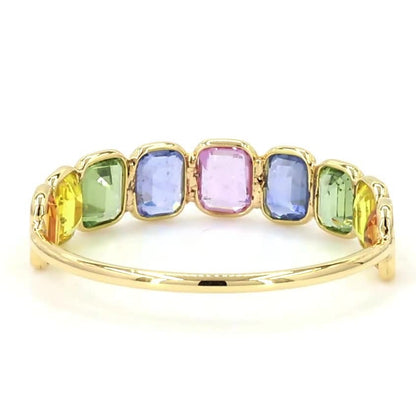 Multi Stone Emerald Cut Sapphire Gemstone Ring