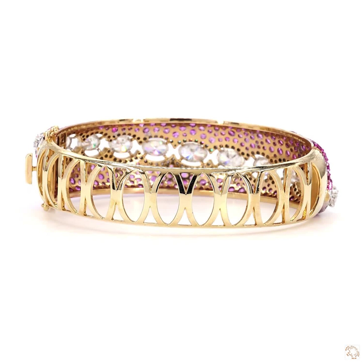 Pink Sapphire Oval Diamond Bangle