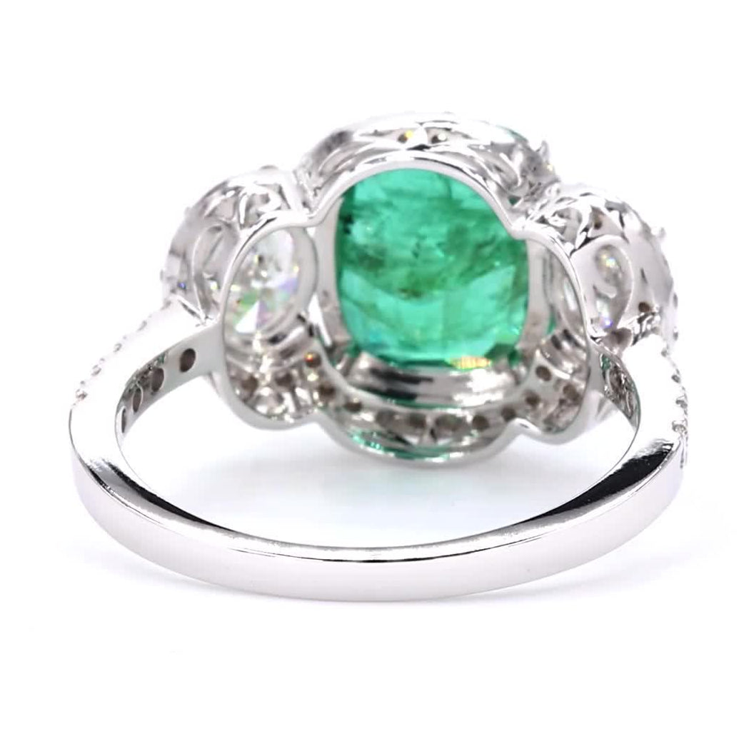 Cushion Cut Emerald Diamond Ring