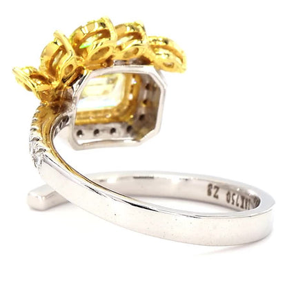 Yellow Natural Diamond Floral Halo Wrap Ring
