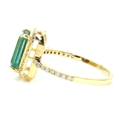 Emerald Cut Emerald Halo Ring