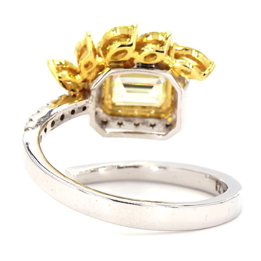 Yellow Natural Diamond Floral Halo Wrap Ring
