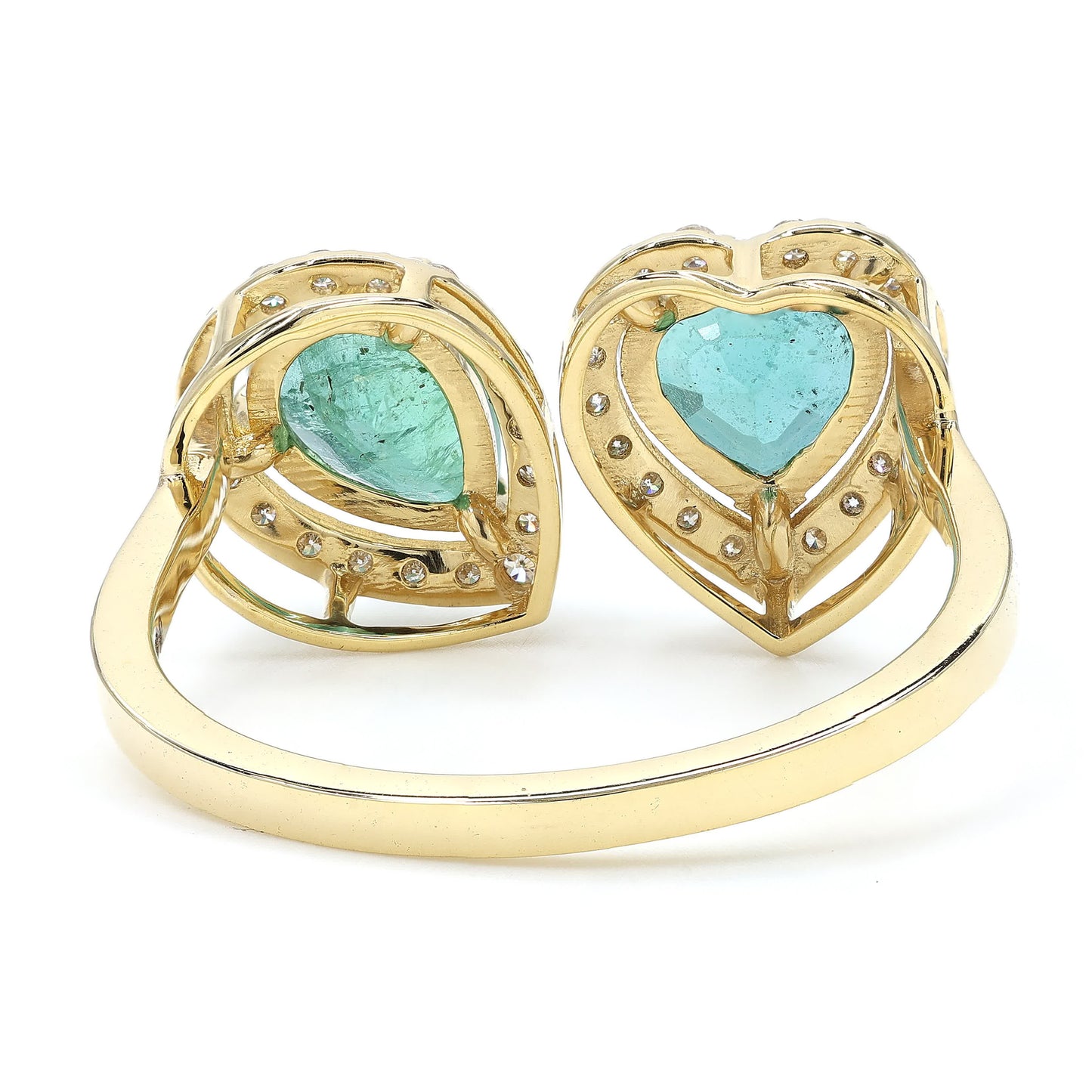 Heart and Pear Emerald Diamond Ring