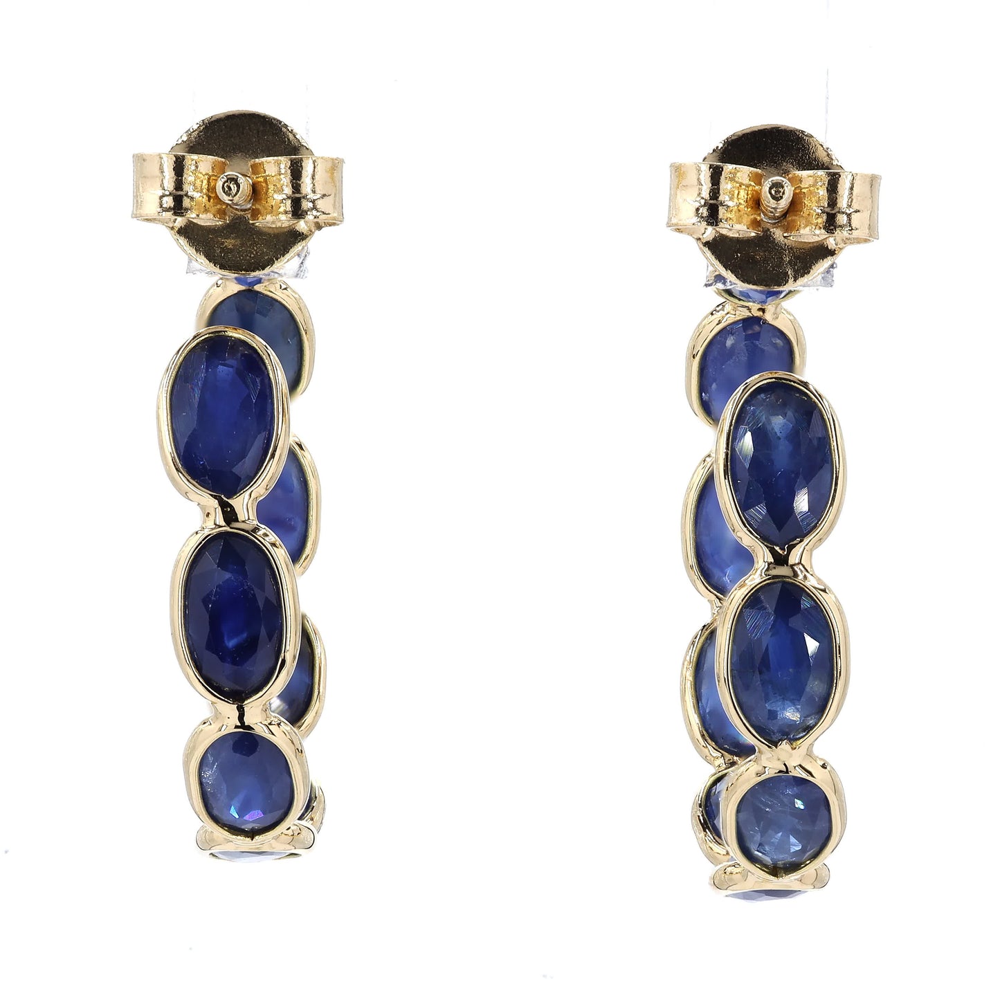 Natural Blue Sapphire J-Hoop Earrings