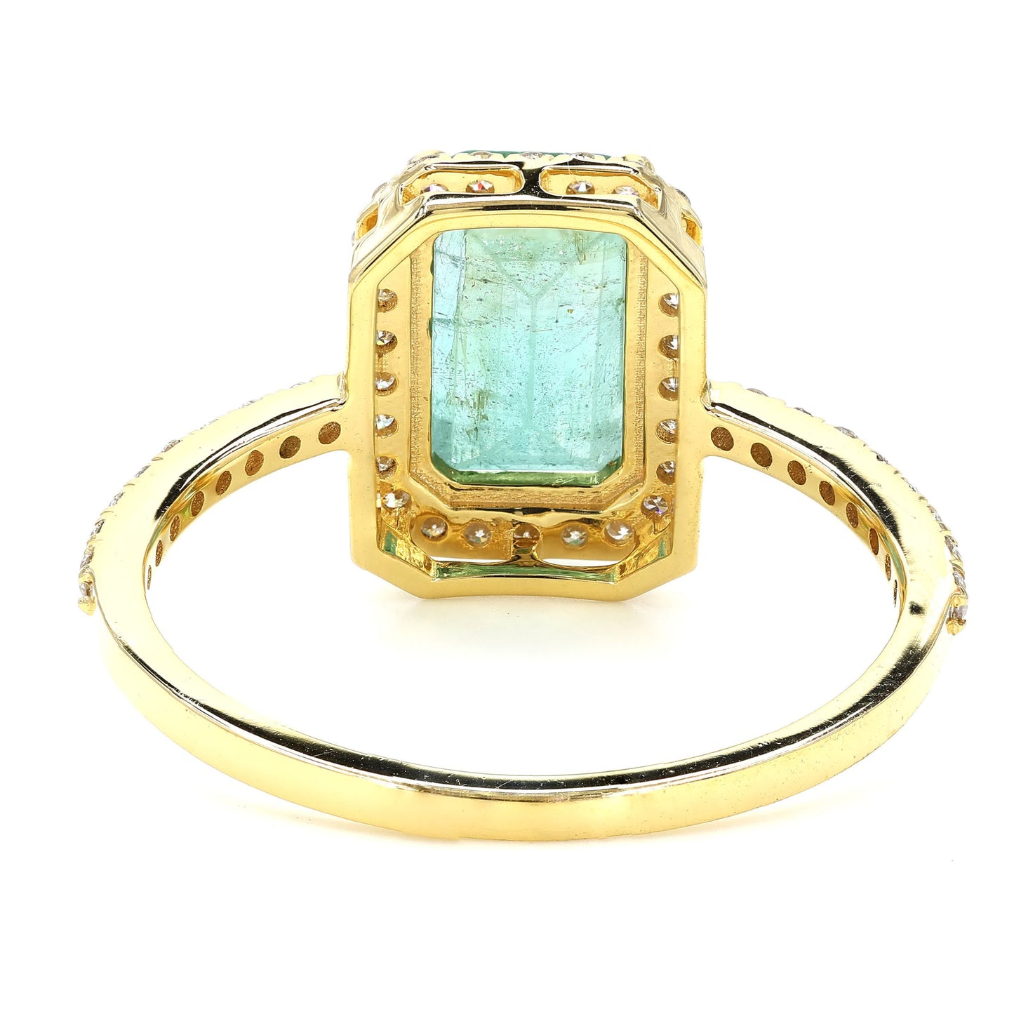 Emerald Cut Emerald Halo Ring