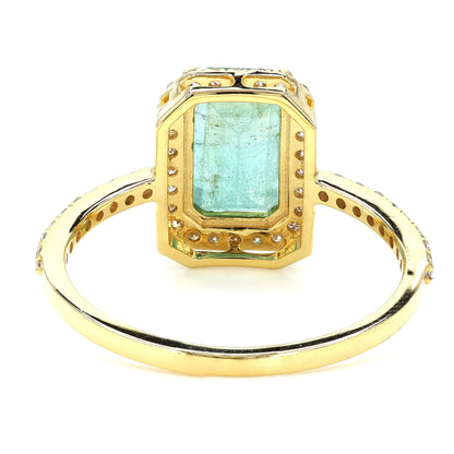 Emerald Cut Emerald Halo Ring
