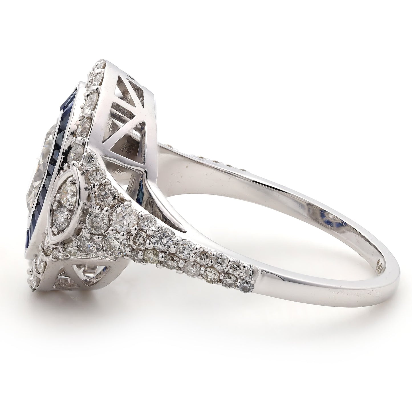 Natural Oval Diamond & Blue Sapphire Ring