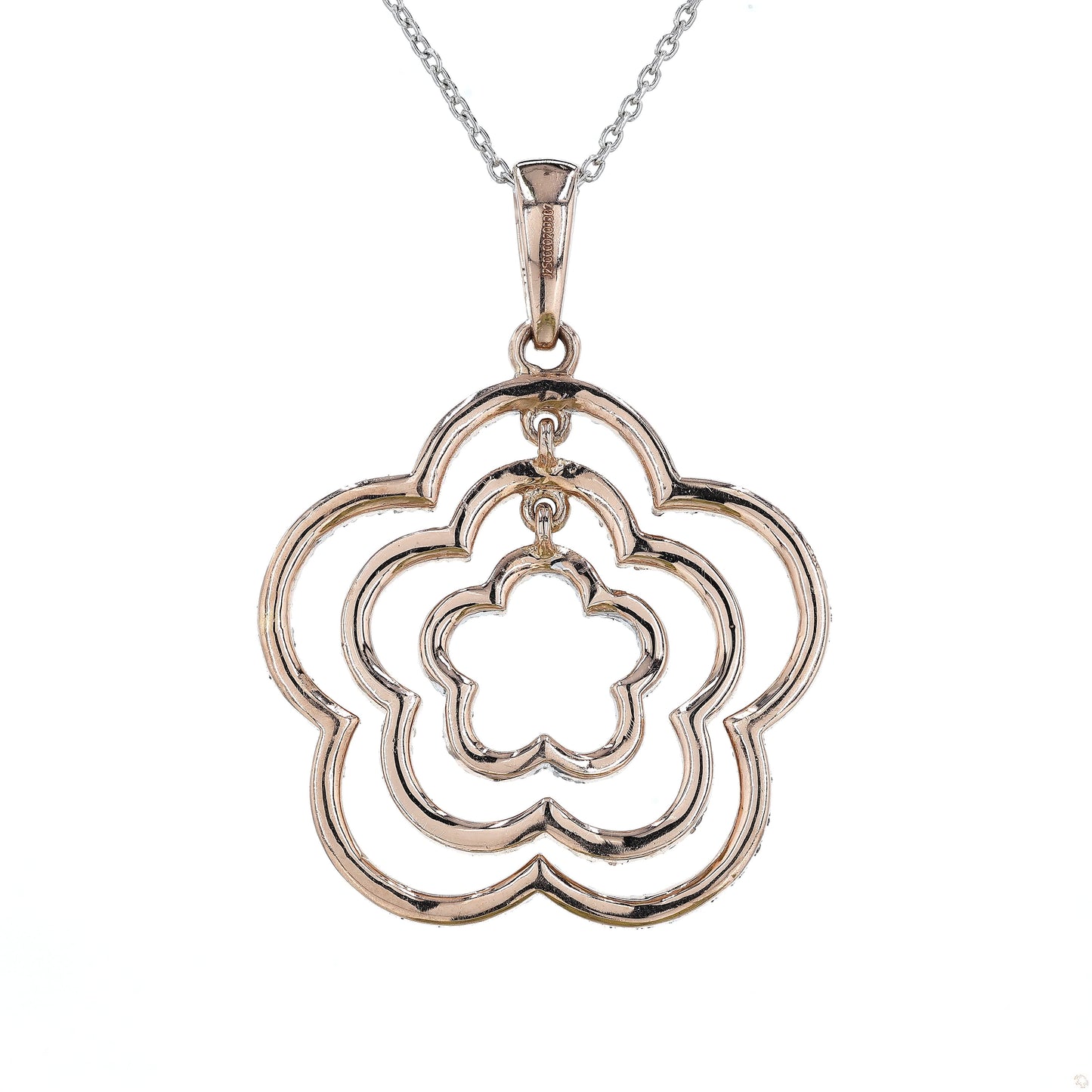 Layered Floral Diamond Pendant Necklace