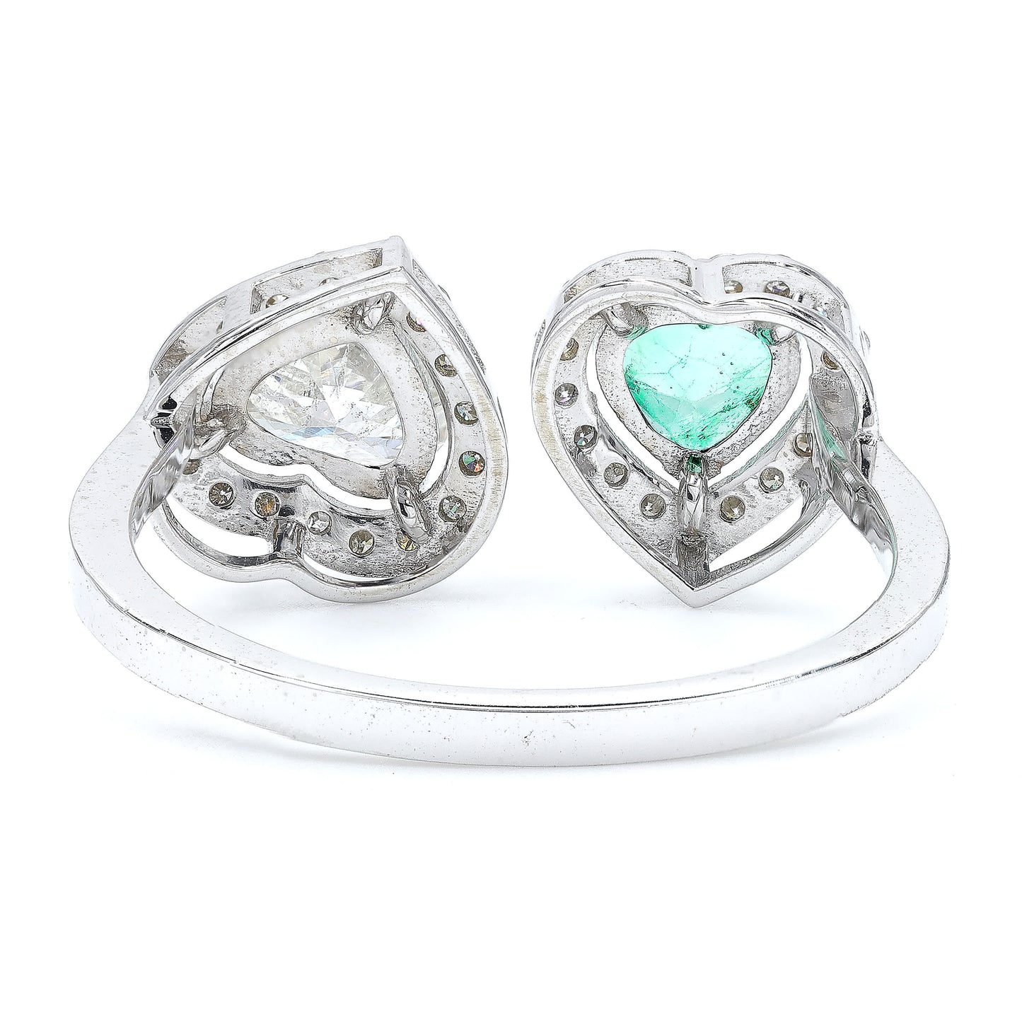 Emerald Heart & Diamond Heart Ring
