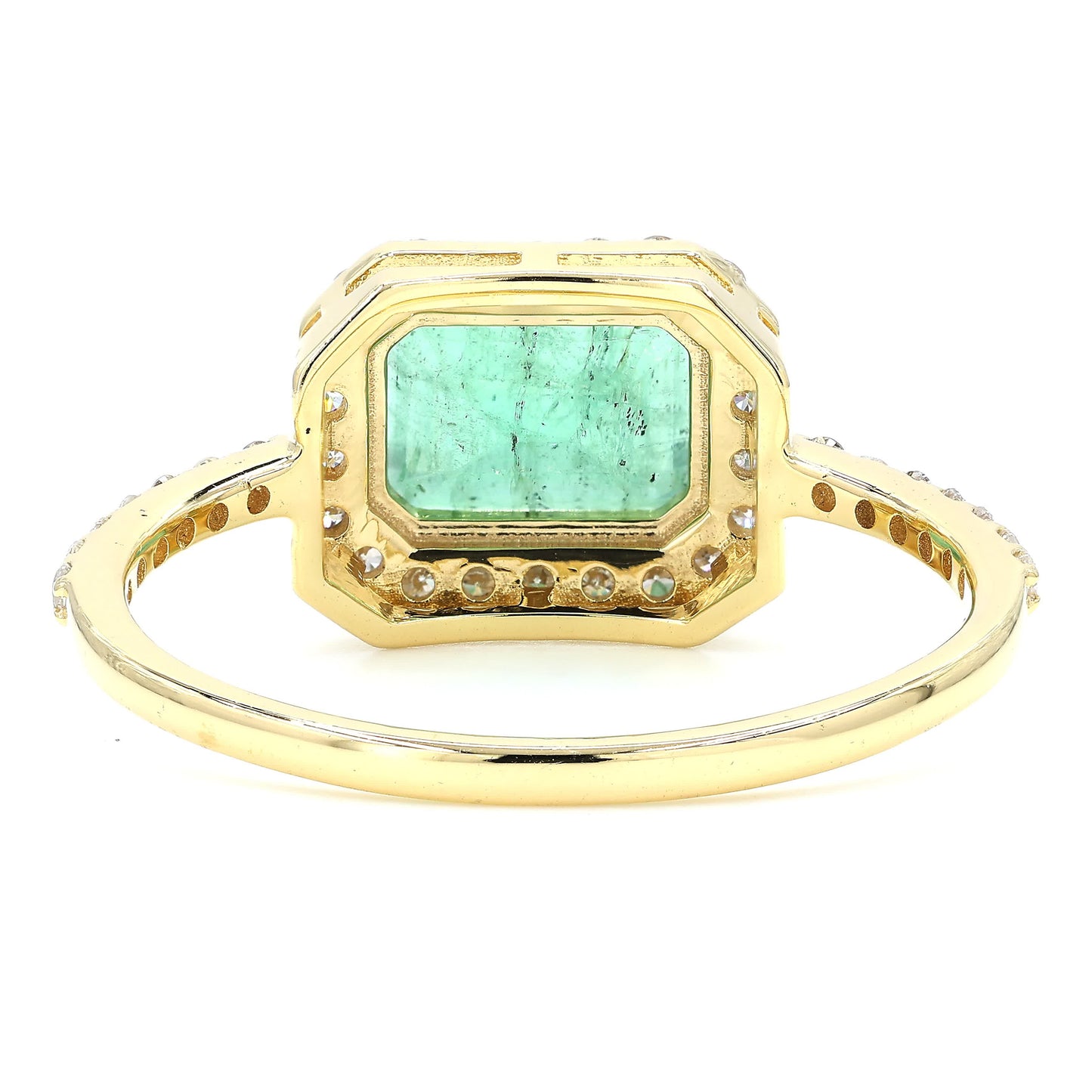 Emerald Cut Emerald Halo Ring