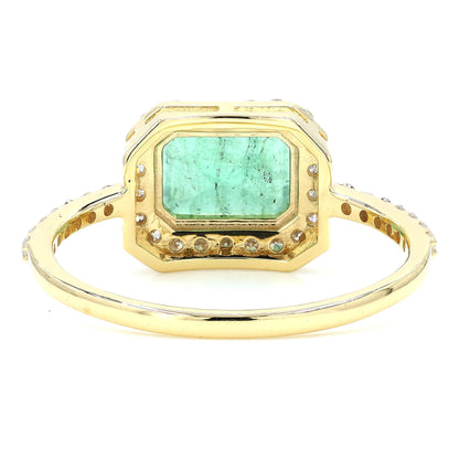 Emerald Cut Emerald Halo Ring