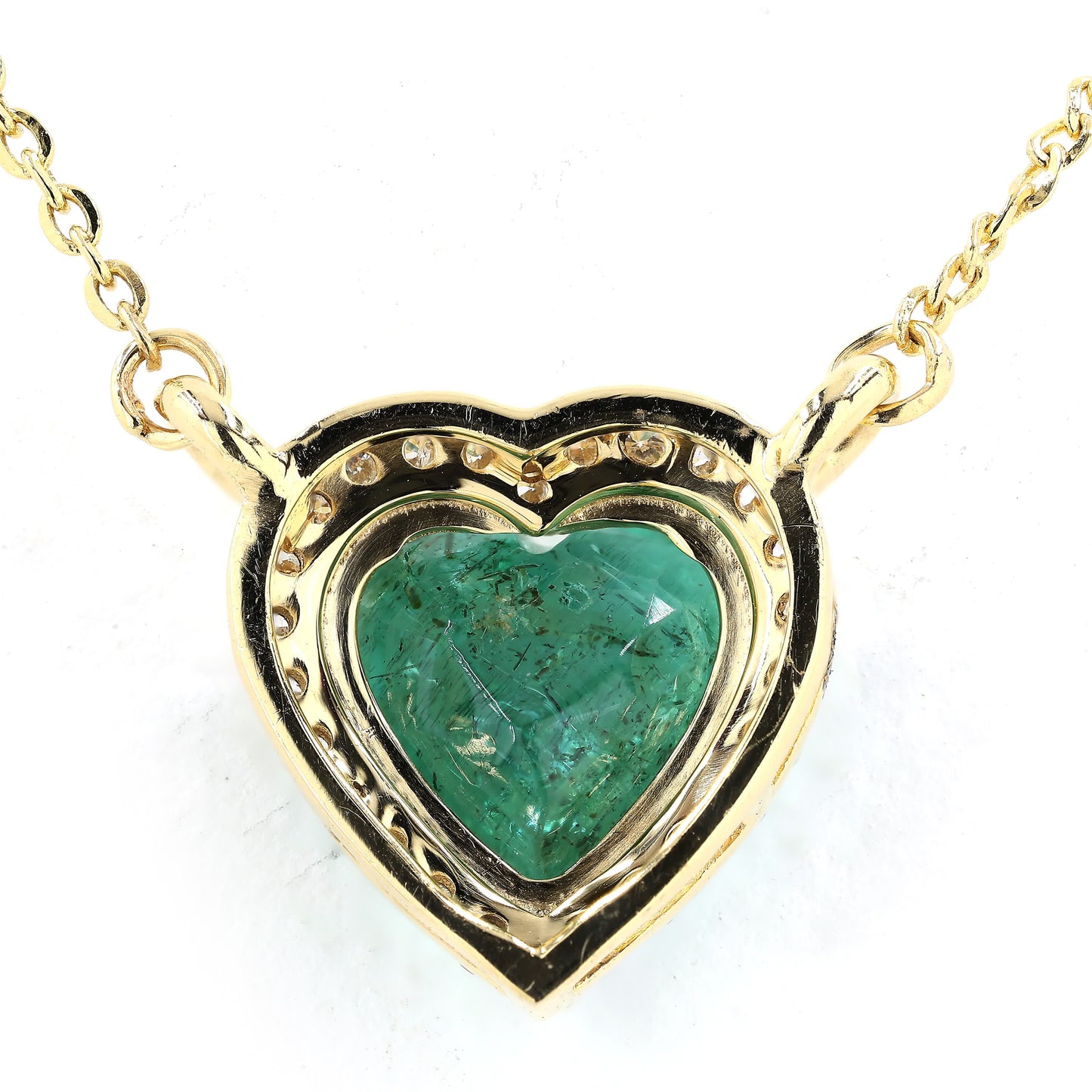 Heart Emerald Halo Diamond Necklace