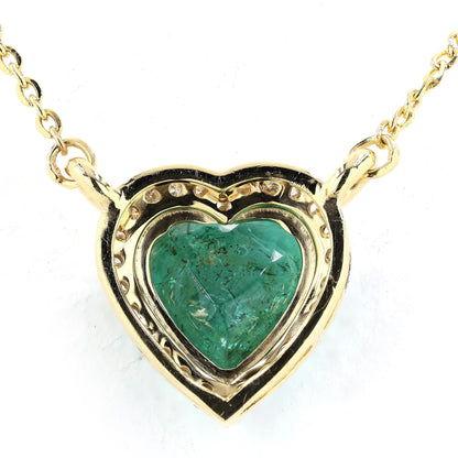 Heart Emerald Halo Diamond Necklace