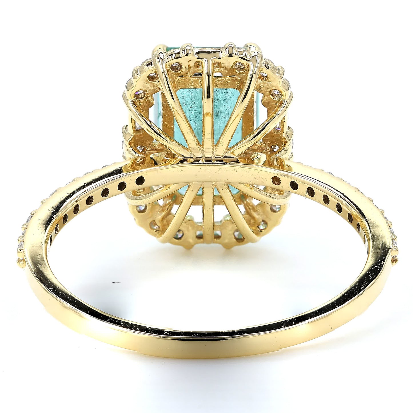 Natural Emerald Halo Diamond Ring
