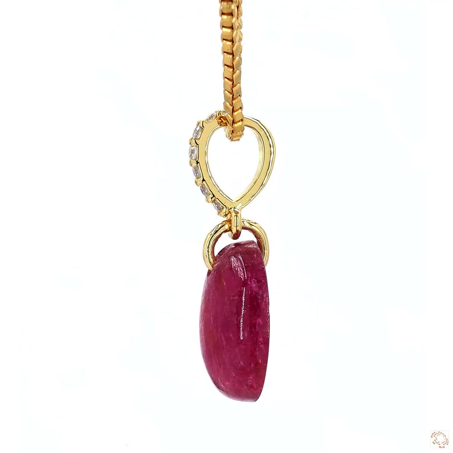 Oval Pink Tourmaline Diamond Pendant Necklace