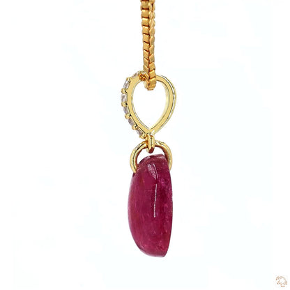 Oval Pink Tourmaline Diamond Pendant Necklace