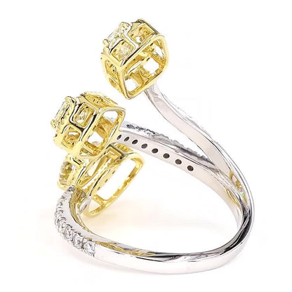 Multi Stone Spiral Natural Yellow Diamond Wrap Ring