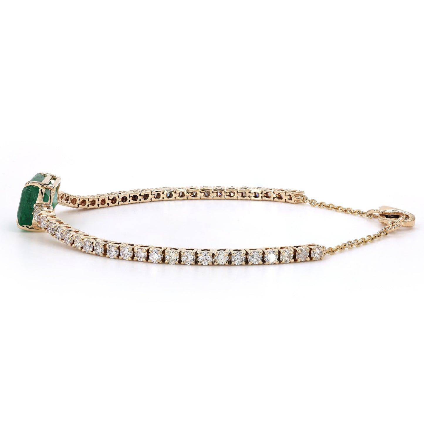 Emerald Diamond Tennis Chain Bracelet