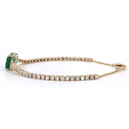 Emerald Diamond Tennis Chain Bracelet