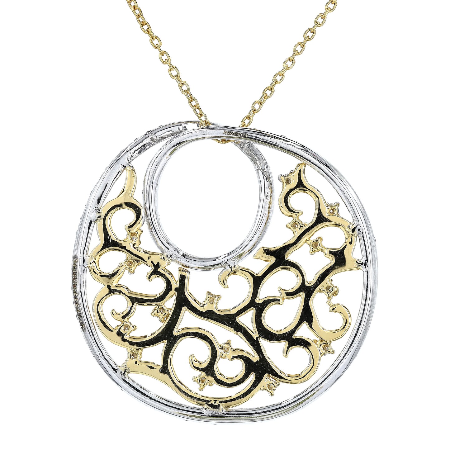 Filigree Circle Natural Diamond Pendant Necklace