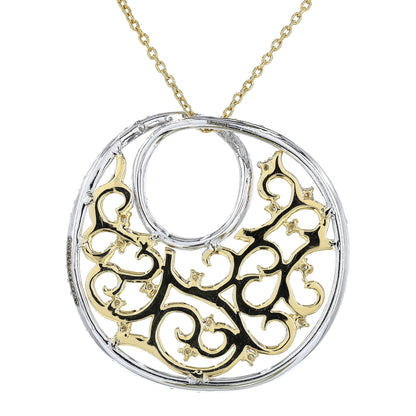 Filigree Circle Natural Diamond Pendant Necklace