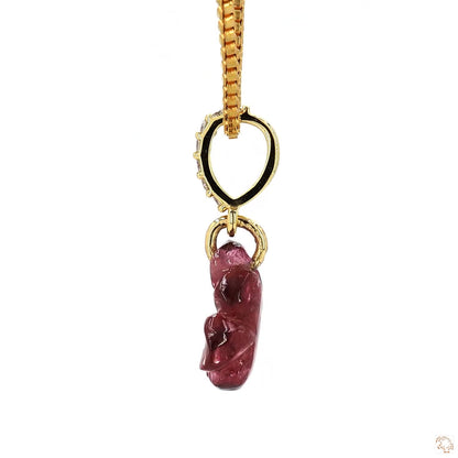 Flower Pink Tourmaline Diamond Pendant Necklace