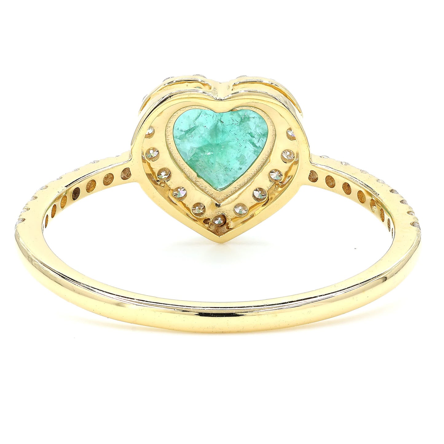 Heart Natural Emerald Halo Diamond Ring