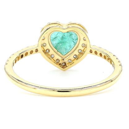 Heart Natural Emerald Halo Diamond Ring