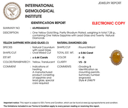 International Gemological Institute (IGI) laboratory report 63J903462401