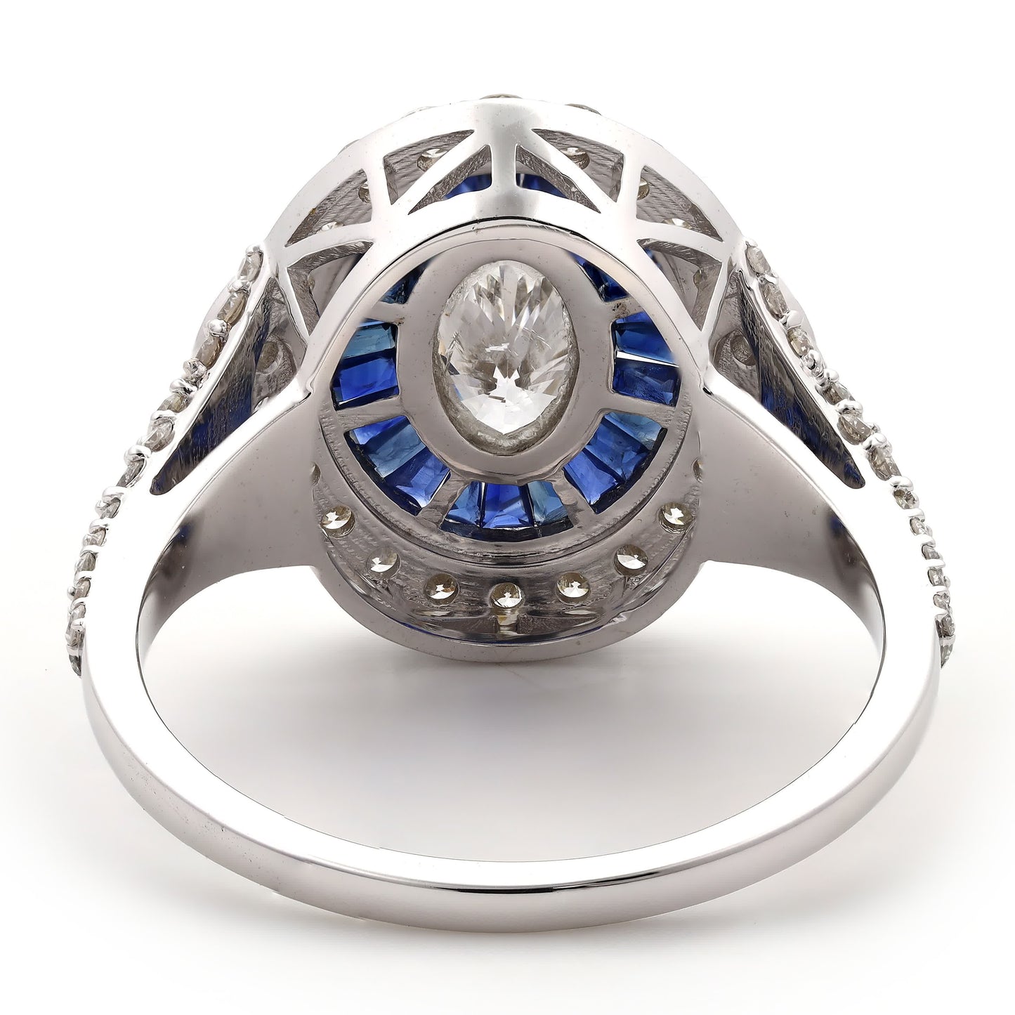 Natural Oval Diamond & Blue Sapphire Ring