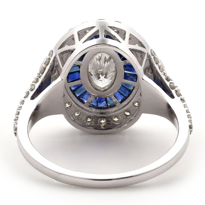 Natural Oval Diamond & Blue Sapphire Ring