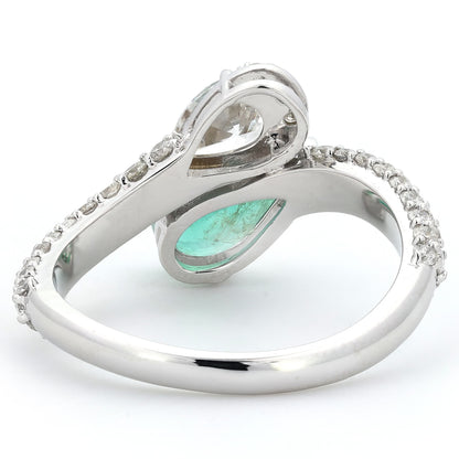 Emerald Natural Diamond Bypass Ring