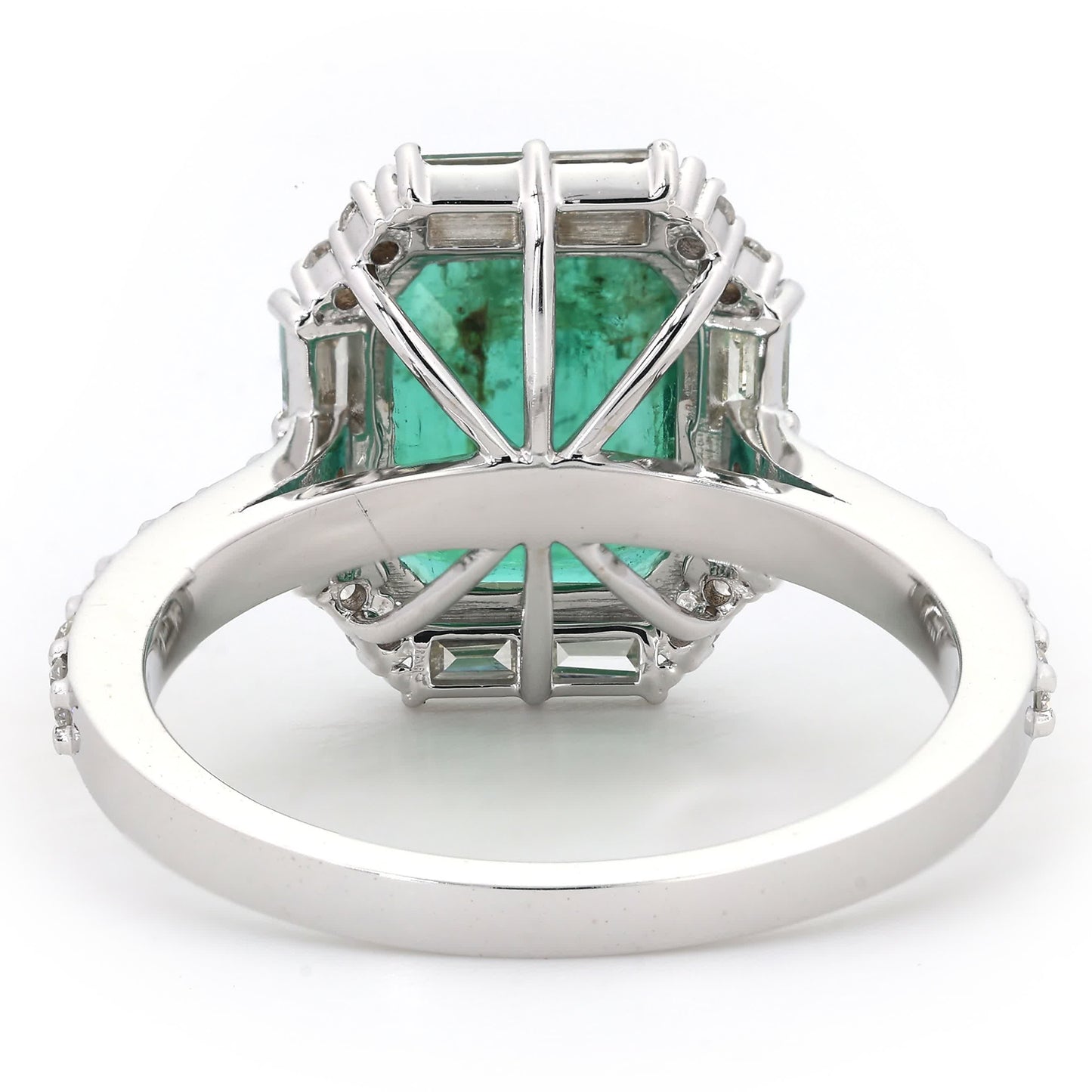 Emerald Baguette Halo Diamond Ring