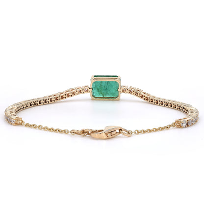 Emerald Diamond Tennis Chain Bracelet