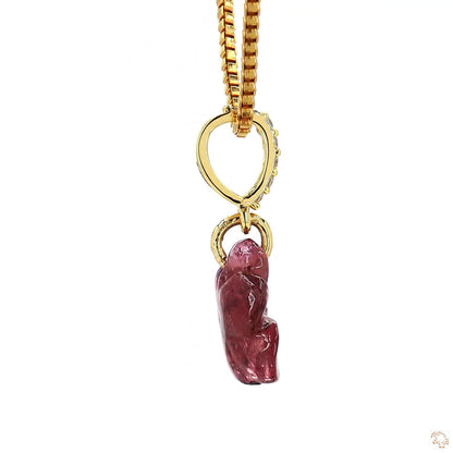Flower Pink Tourmaline Diamond Pendant Necklace