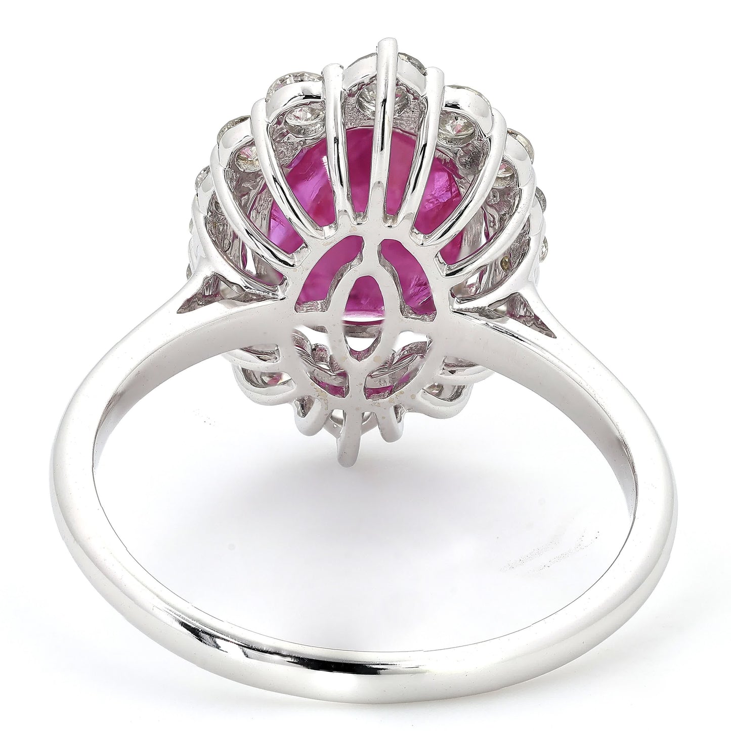 Natural Ruby Oval Halo Diamond Ring